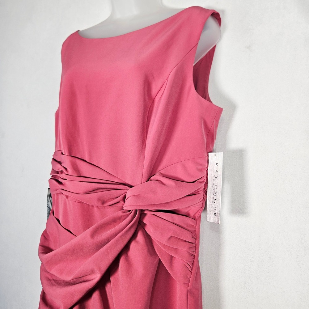 NWT Kay Unger Sabina Dress 16 Berry Sorbet Twisted Midi Sheath Formal Wedding - Picture 10 of 16